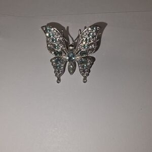 Silver and Blue Topaz Butterfly Ring Size 7 1/2